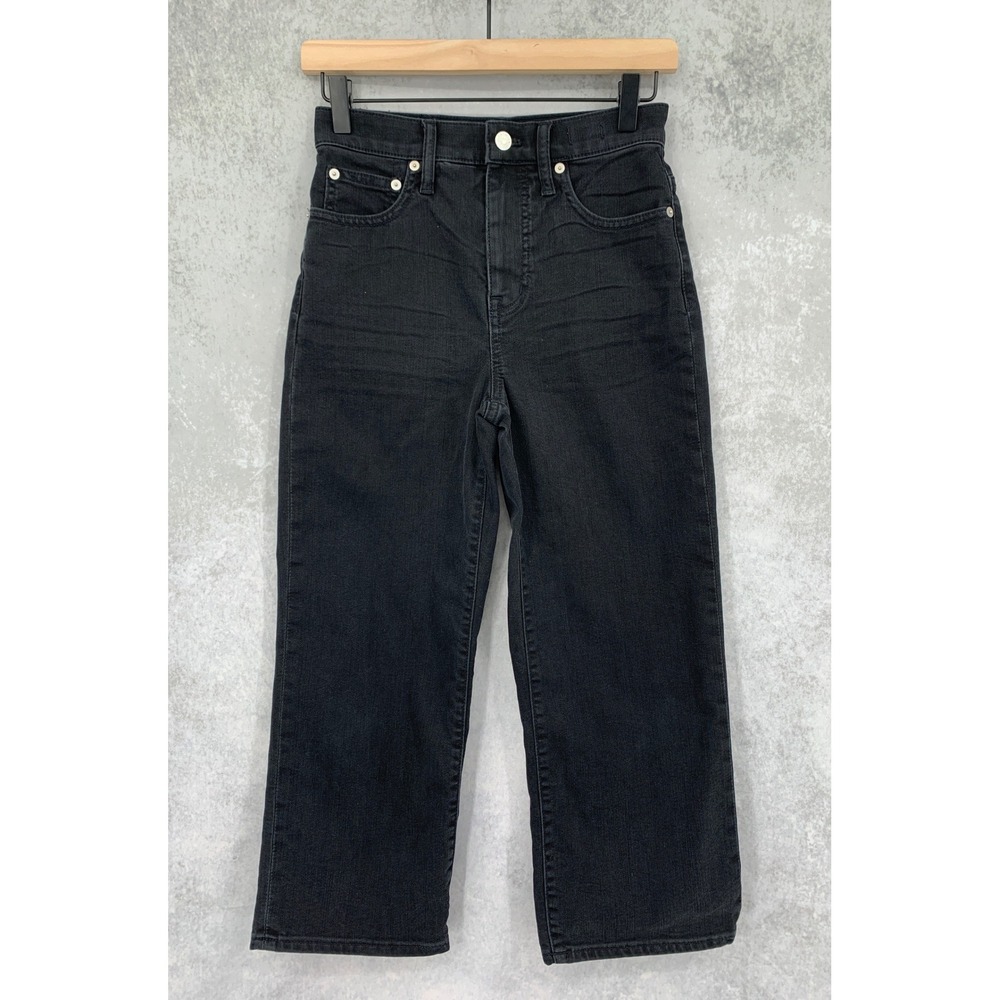 Madewell Wide Leg Jeans Womens 25 Black Slim Wide-Leg Crop Denim Pants